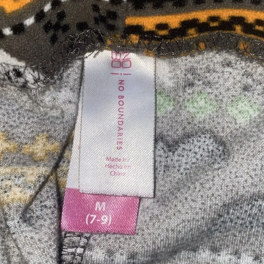 Halloween Leggings Medium 7/9 Ghosts Bats Fair Isle Print Black Gray Orange Gree